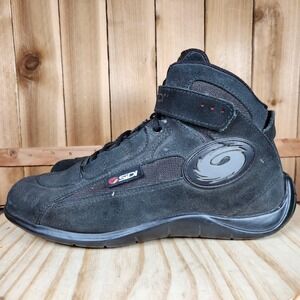 SIDI Doha Motorcycle Riding Boots Mens 9.5 Black Suede EU 43 CE On Road Moto